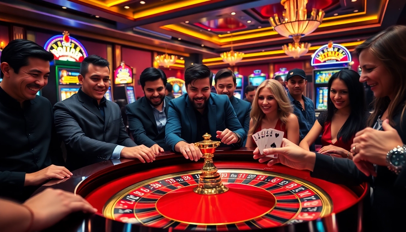 Cảnh an toàn KO66 sôi động với người chơi tại bàn roulette, thể hiện năng lượng chơi game đầy sắc màu.