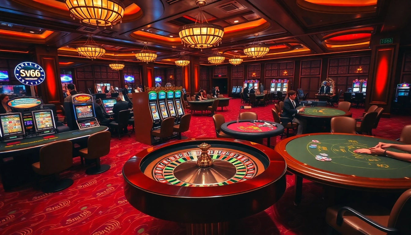 Experience the thrill of high-stakes games at SV66 casino with exciting slot machines and roulette tables.